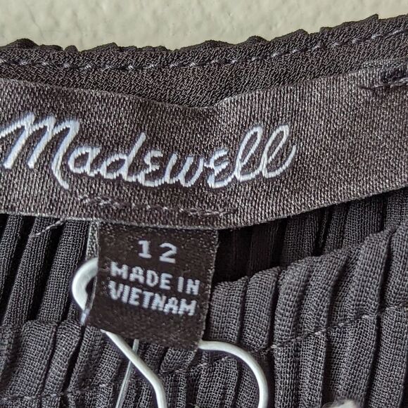 Madewell Black Plissé Pleated Mini Dress NWT Size 12 Little Black Dress Party - Picture 8 of 16